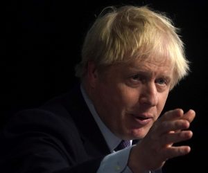 epa08022215 British Prime Minister Boris Johnson announces the Conservative party manifesto, in Telford, West Midlands, Britain, 24 November 2019. Britons will go to the polls in a general election on 12 December.  EPA/WILL OLIVER