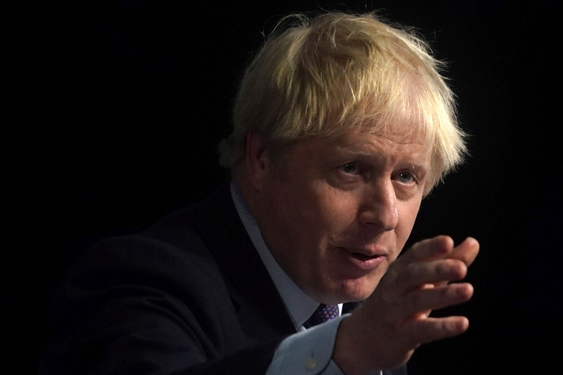 epa08022215 British Prime Minister Boris Johnson announces the Conservative party manifesto, in Telford, West Midlands, Britain, 24 November 2019. Britons will go to the polls in a general election on 12 December.  EPA/WILL OLIVER