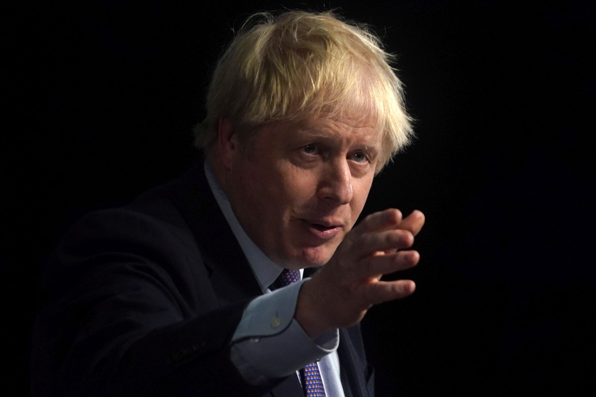 epa08022215 British Prime Minister Boris Johnson announces the Conservative party manifesto, in Telford, West Midlands, Britain, 24 November 2019. Britons will go to the polls in a general election on 12 December.  EPA/WILL OLIVER