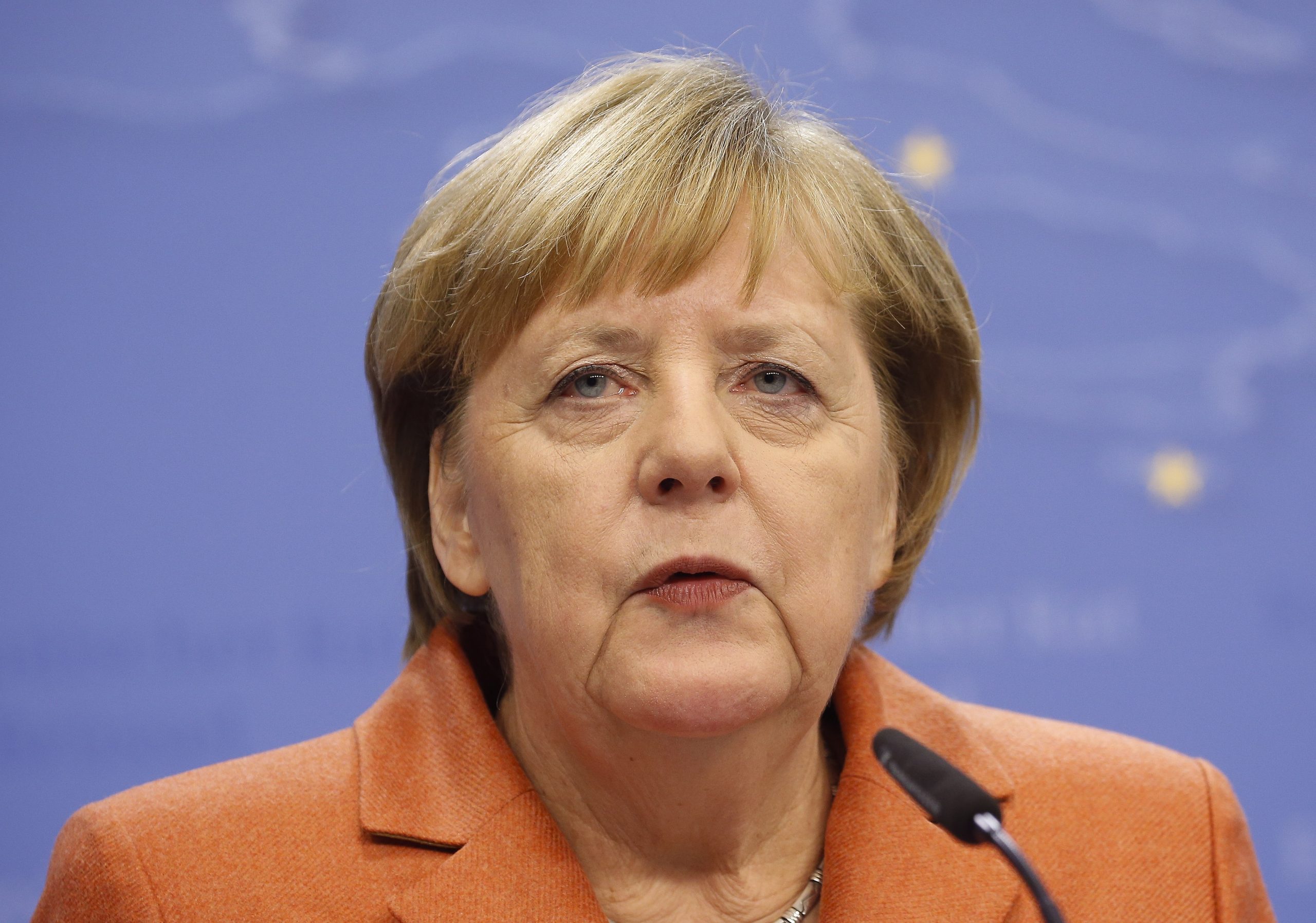 epa08067203 Federal Chancellor of Germany Angela Merkel holds a press briefing at the end of the European Council summit in Brussels, Belgium, 13 December 2019. An European Council meeting will be held in Brussels on 12 and 13 December during which the EU27 leaders among other topics will discuss the Brexit and preparations for the negotiations on future EU-UK relations after the withdrawal as well as a revision of the European Stability Mechanism (ESM) Treaty.  EPA/JULIEN WARNAND