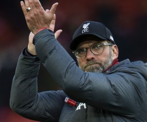 epa08071072 Liverpool's manager Juergen Klopp  reacts after the English Premier League soccer match between Liverpool and Watford held at the Anfield in Wolverhampton, Britain, 14 December 2019.  EPA/PETER POWELL EDITORIAL USE ONLY. No use with unauthorized audio, video, data, fixture lists, club/league logos or 'live' services. Online in-match use limited to 120 images, no video emulation. No use in betting, games or single club/league/player publications