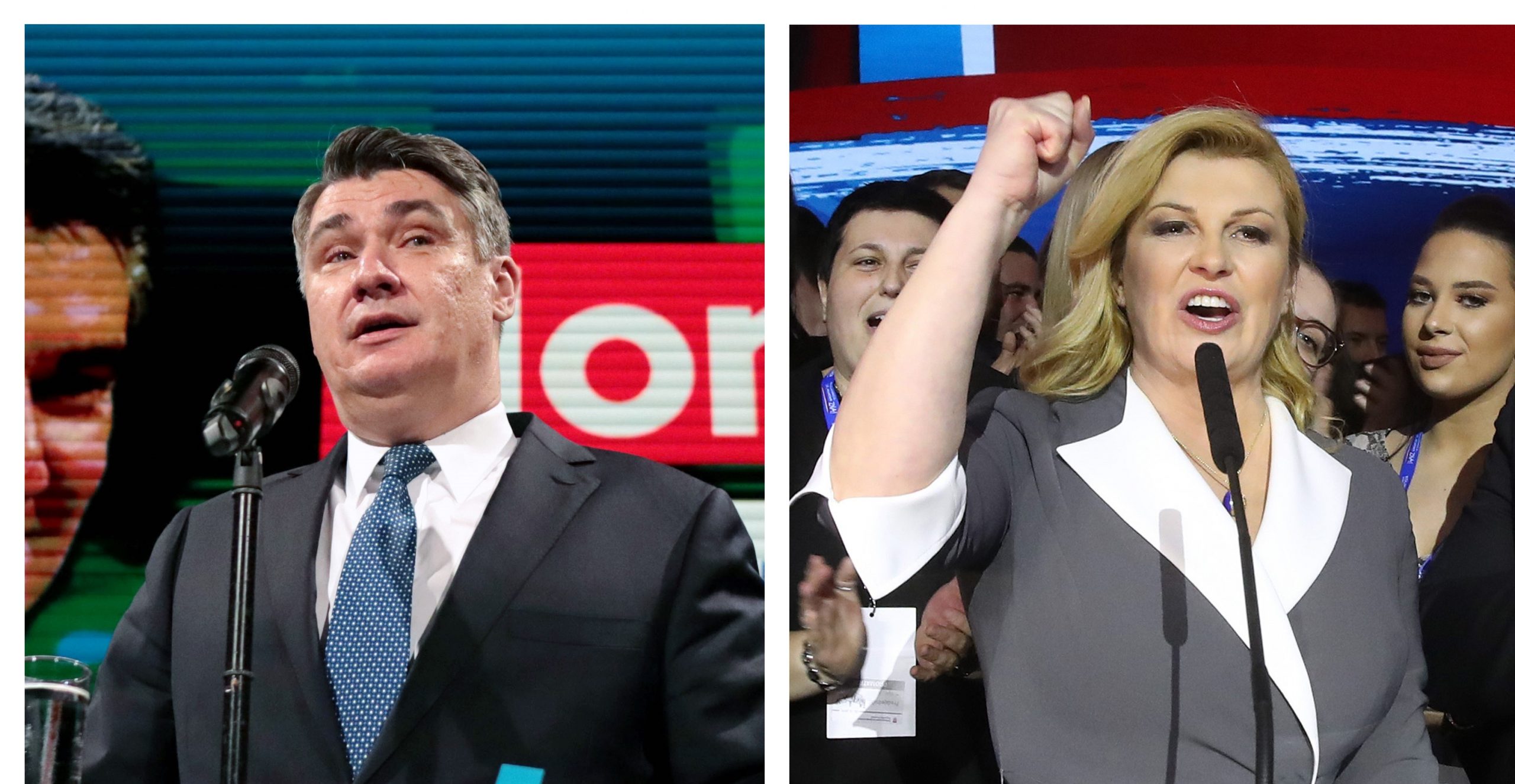 Zagreb, 22.12.2019 - Zoran Milanoviæ (SDP)  s osvojenih 29,54 posto glasova relativni je pobjednik prvog kruga predsjednièkih izbora, a druga po broju glasova aktualna je predsjednica Kolinda Grabar Kitaroviæ (HDZ) s osvojenih 26,67 posto glasova, pokazuju privremeni neslubeni rezultati Dravnog izbornog povjerenstva.
foto HINA/ Dario GRZELJ/ Damir SENÈAR/ ds