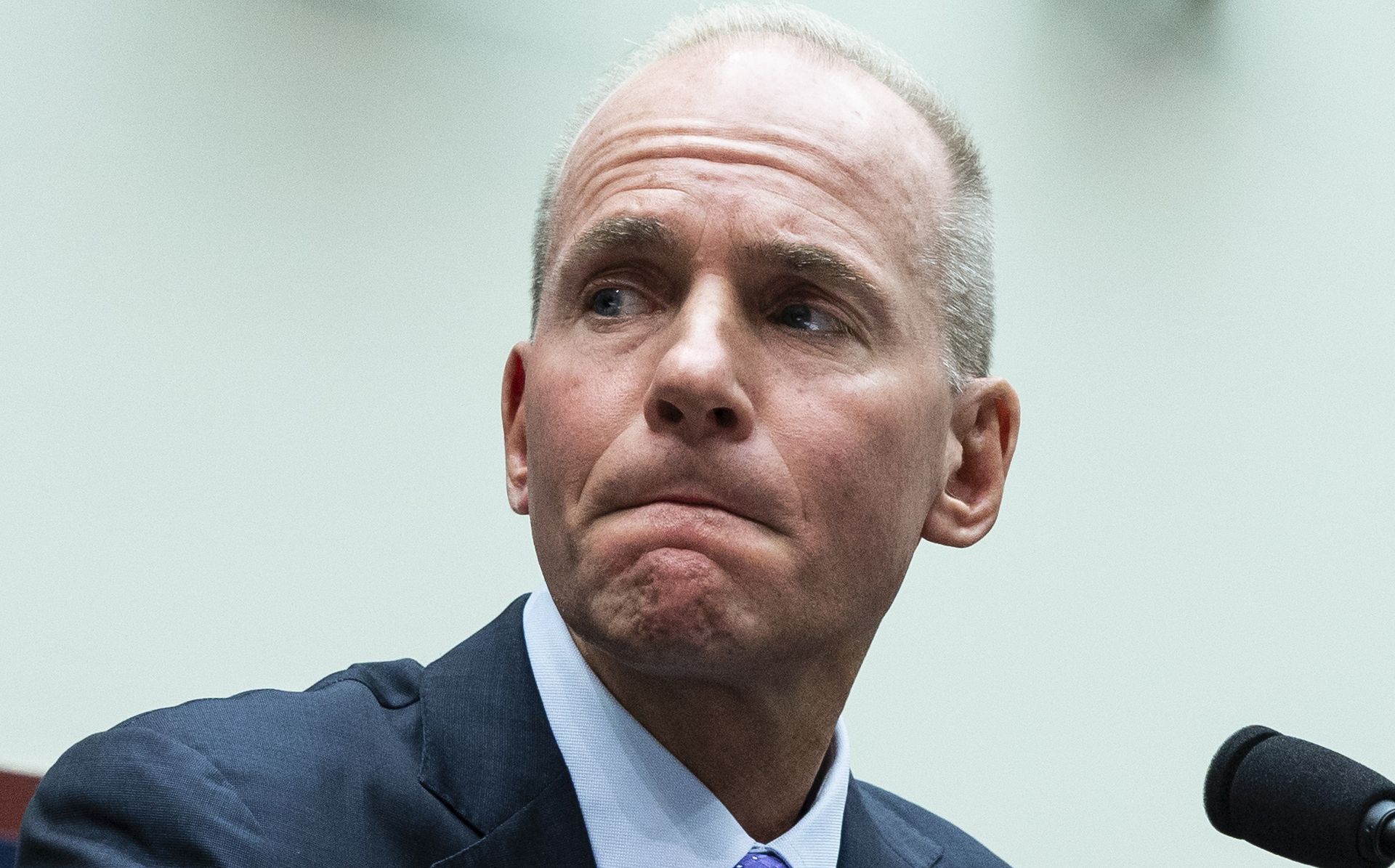 epa08088142 (FILE) - President and CEO of Boeing Dennis Muilenburg appears during the House Transportation and Infrastructure Committee hearing on 'The Boeing 737 MAX - Examining the Design, Development, and Marketing of the Aircraft' on Capitol Hill in Washington, DC, USA, 30 October 2019 (reissued 23 December 2019). Reports on 23 December 2019 state Dennis Muilenburg has stepped down from his post amid the crisis involving the grounding and production halt of Boeing 737 MAX aircraft that remain grounded following two crashes, Ethiopian Airlines flight 302 and Lion Air flight 610, that killed 346 people. Muilenburg will be replaced by David L. Calhoun.  EPA/MICHAEL REYNOLDS *** Local Caption *** 55589171