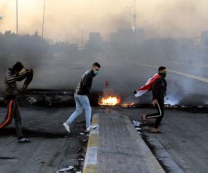 epaselect epa08089240 Demonstrators burn tires to close a way in central Karbala city, southern Iraq, 24 December 2019. Al Binaa coalition (Construction coalition), one of Iraq's biggest coalitions, announced it had officially proposed Qusay al-Suhail for the post of Prime Minister to President Barham Salih, while Hundreds of thousands of Protesters took to the streets in Iraq's capital and across the southern cities and chanted slogans rejecting the candidacy of Qusay al-Suhail for the post of prime minister.  EPA/FURQAN AL-AARAJI
