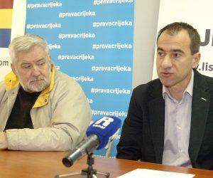 Rijeka, 30.12.2019.- Lista za Rijeku u ponedjeljak je održala tiskovnu konferenciju na kojoj su dali podršku predsjedničkom kandidatu Zoranu Milanoviću u drugom izbornom krugu. Na slici Darko Švorinić (D) i Milan Popadić.
foto HINA/ Miljenko KLEPAC/ ml