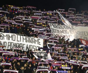 01.12.2019., stadion Poljud, Split - Hrvatski Telekom Prva liga, 17. kolo, HNK Hajduk - HNK Rijeka. 0 - 4. Navijacki transparenti
Photo: Miranda Cikotic/PIXSELL