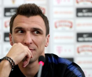 09.07.2018., Moskva, Rusija - Mario Mandzukic na konferenciji za medije hrvatske nogometne reprezentacije u medijskom centru u sklopu trening igralista Luznjiki uoci polufinalne utakmice svjetskog prvenstva protiv Engleske. 

Photo: 