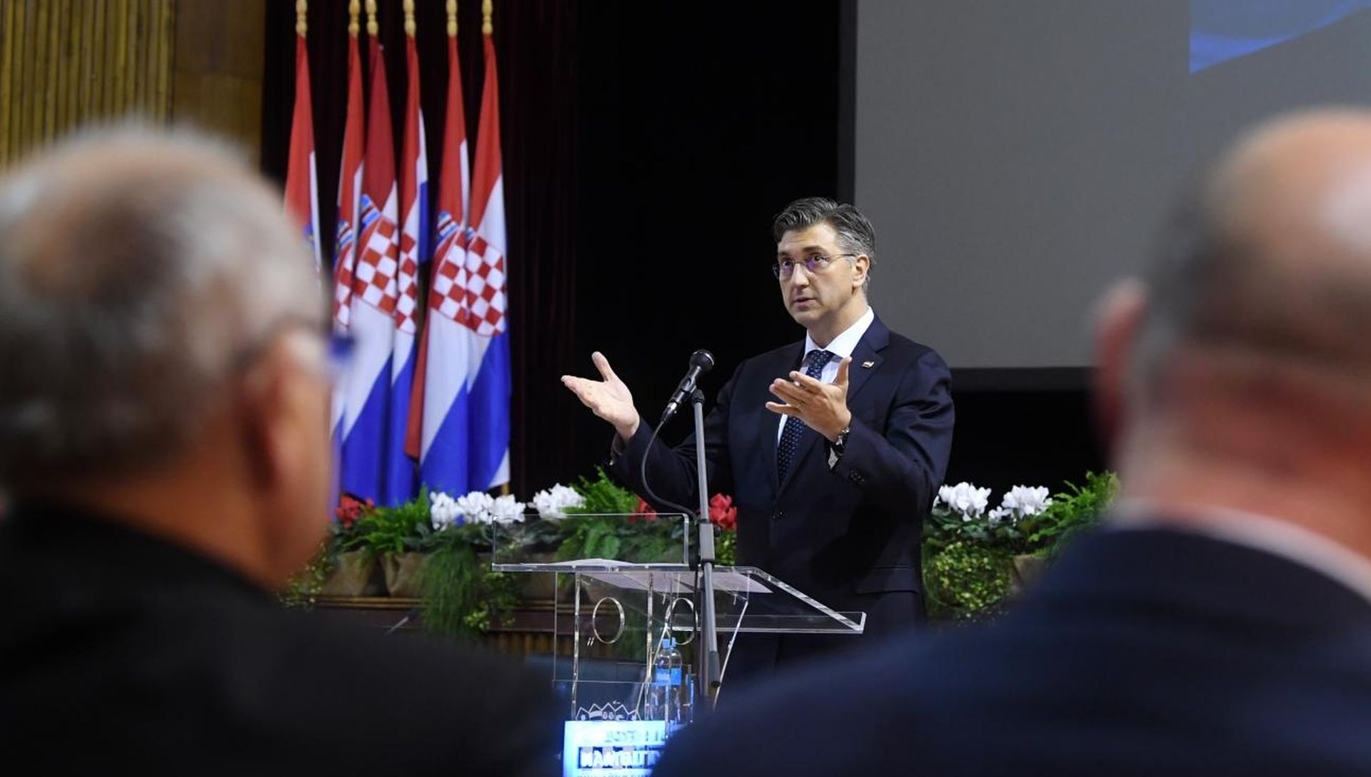 10.12.2019., Zagreb - Povodom 20. godisnjice smrti prvog hrvatskog predsjednika dr. Franje Tudjmana u organizaciji Ministarstva obrane i Hrvatske vojske na Hrvatskom vojnom ucilistu Dr. Franjo Tudjman odrzao se okrugli stol na temu Dr. Franjo Tudjman vrhovni zapovjednik i drzavnik. Predsjednik Vlade Andrej Plenkovic
Photo: Marko Lukunic/PIXSELL