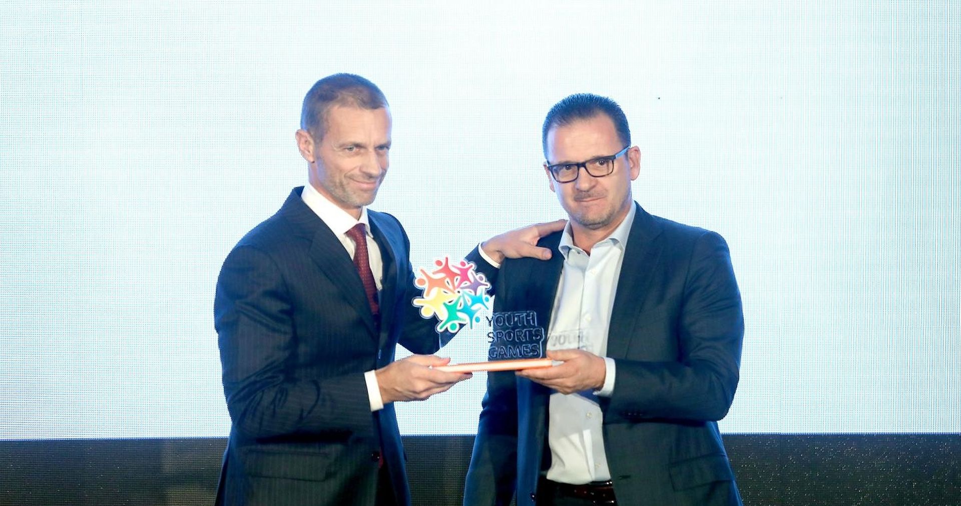 11.12.2019., Zagreb - Aleksander Ceferin, predsjenik Uefe, postao je pocasni ambasador Sportskih igara mladih. Na velikom primanju hotelu Esplanada titulu mu je predao Predrag Mijatovic. Photo: Patrik Macek/PIXSELL