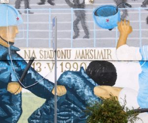 13.05.2016., Zagreb - Grafit na zgradi u spomen na neodigranu utakmicu izmedju Dinama i Crvene zvezde. Photo: Borna Filic/PIXSELL