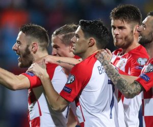 16.11.2019., stadion HNK Rijeka, Rijeka - Kvalifikacije za Europsko prvenstvo, skupina E, 9. kolo, Hrvatska - Slovacka. Nikola Vlasic, Tin JEdvaj, Josip Brekalo, Duje Caleta Car, Marcelo Brozovic.  
Photo: Igor Soban/PIXSELL