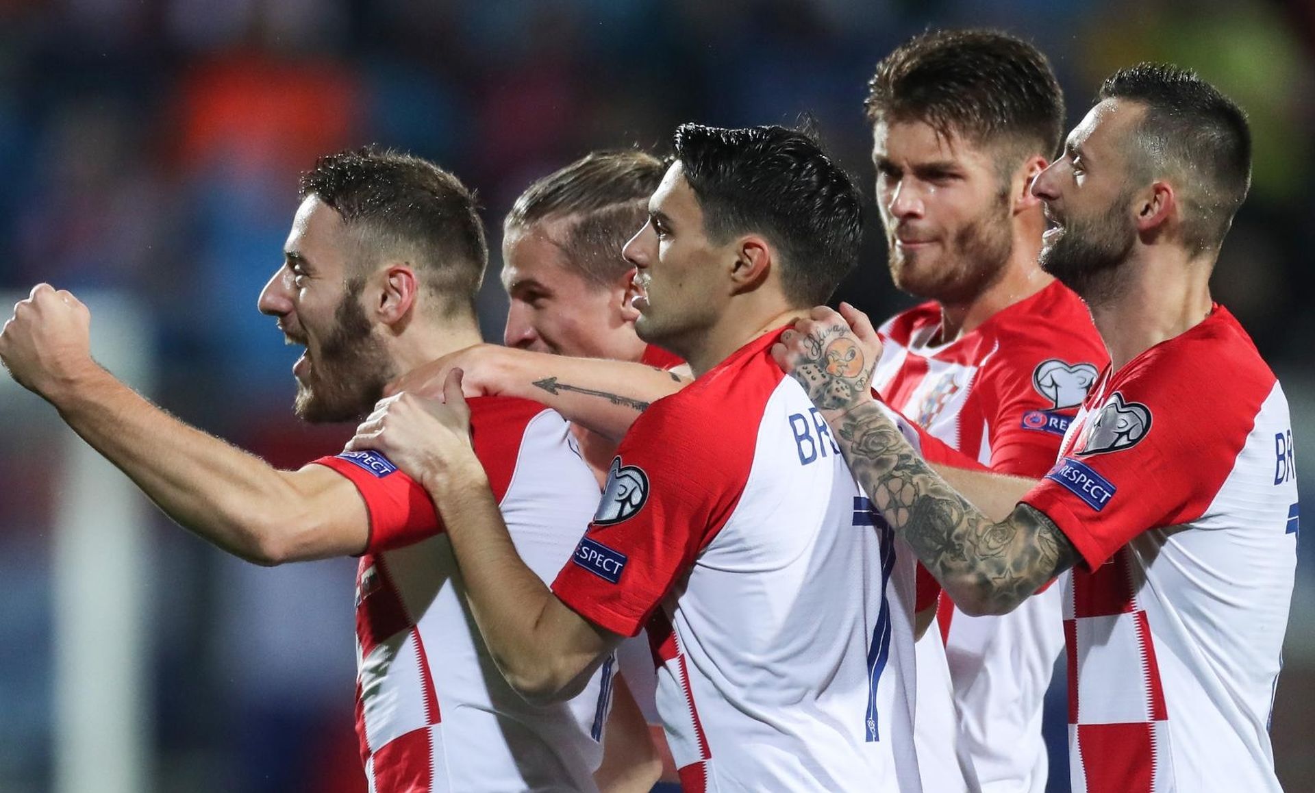 16.11.2019., stadion HNK Rijeka, Rijeka - Kvalifikacije za Europsko prvenstvo, skupina E, 9. kolo, Hrvatska - Slovacka. Nikola Vlasic, Tin JEdvaj, Josip Brekalo, Duje Caleta Car, Marcelo Brozovic.  
Photo: Igor Soban/PIXSELL