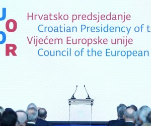 30.10.2019., Zagreb - U Nacionalnoj i sveucilisnoj knjiznici predstavljeni su prioriteti hrvatskog predsjedanja Vijecem Europske unije u prvoj polovici 2020. godine. Photo: Sanjin Strukic/PIXSELL
