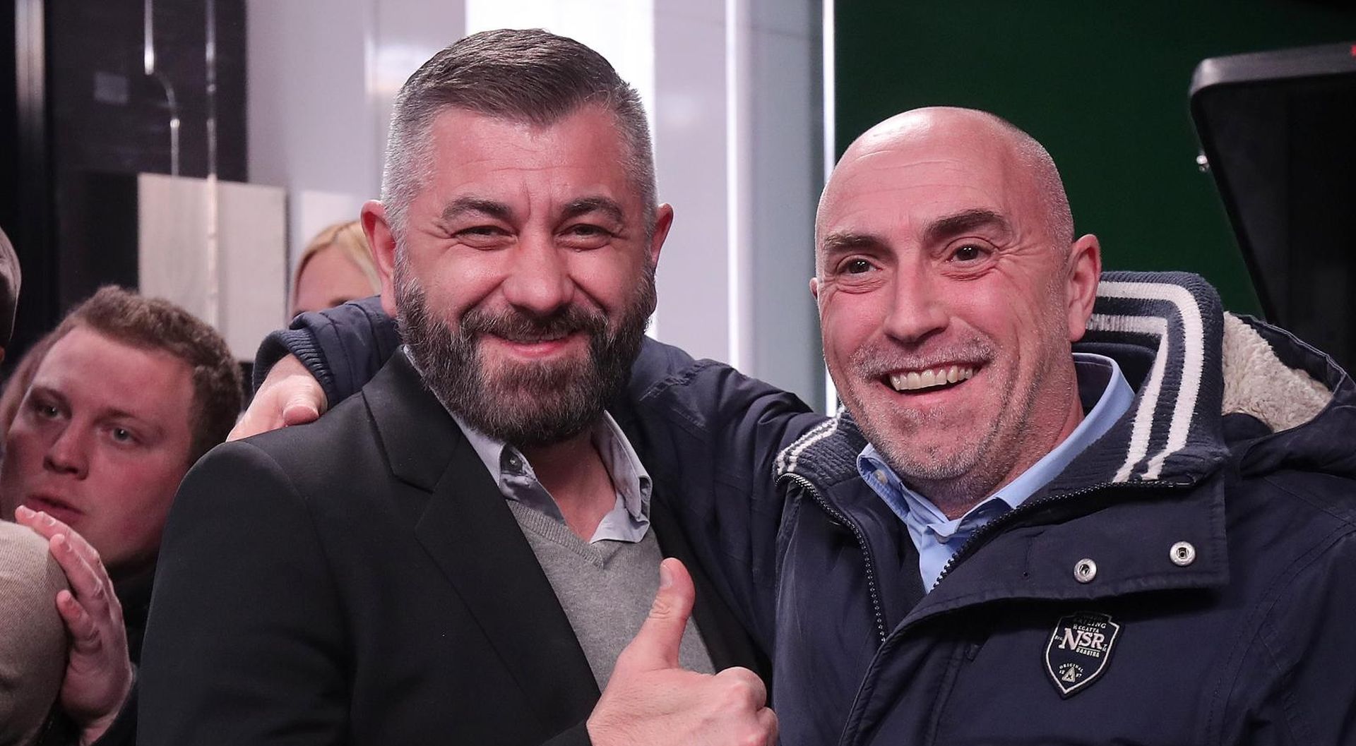 30.12.2019., Zagreb - Suceljavanje predsjednickih kandidata na RTL televiziji. Zoran Milanovic i Kolinda Grabar-Kitarovic. Nikola Jelic i Zoltan Kabok, glasnogovornici predsjedničkih kandidata. 
Photo: Goran Stanzl/PIXSELL