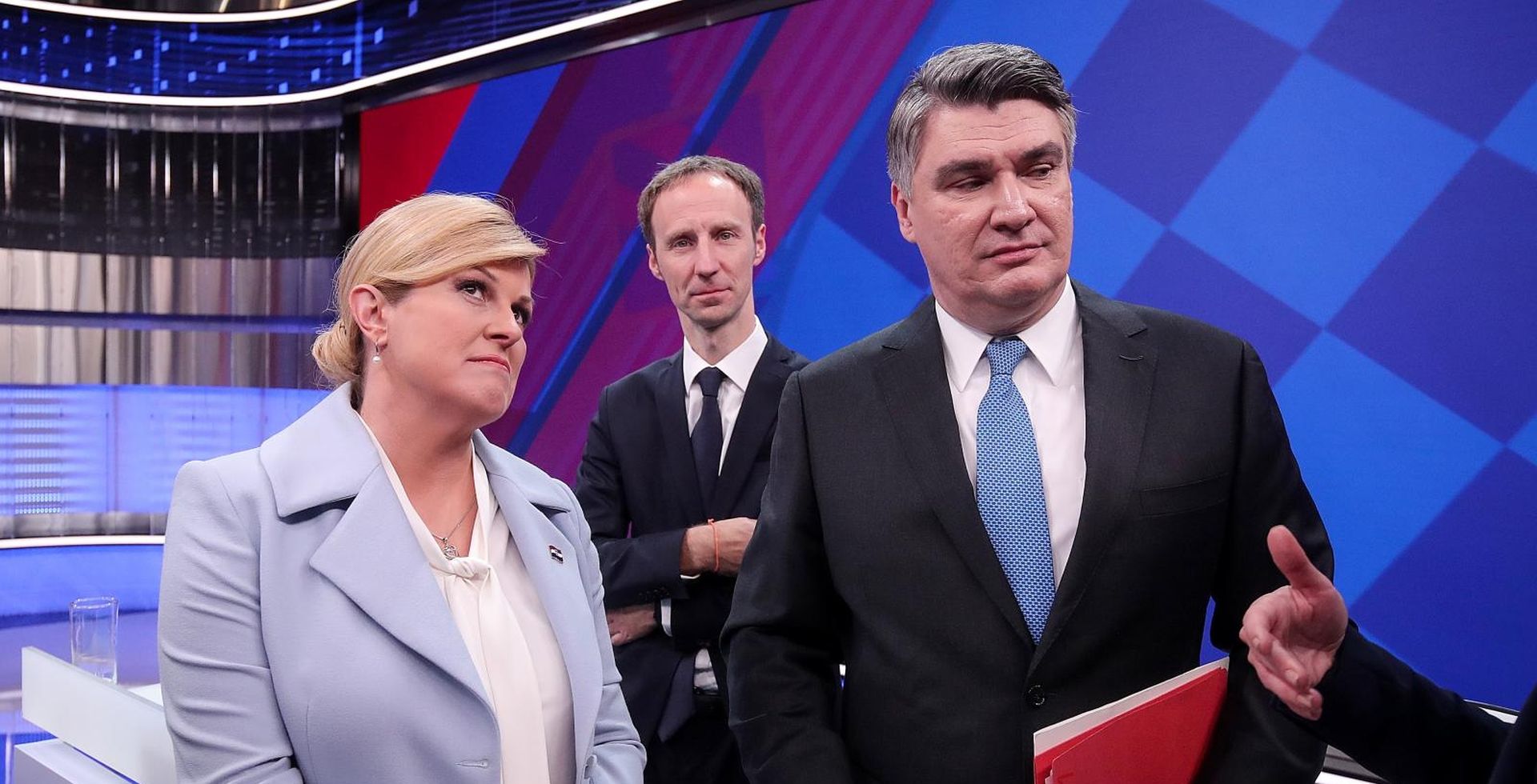 30.12.2019., Zagreb - Suceljavanje predsjednickih kandidata na RTL televiziji. Zoran Milanovic i Kolinda Grabar-Kitarovic. 
Photo: Goran Stanzl/PIXSELL