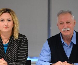 31.10.2019., Zagreb - Konferencija za medije Nezavisnoga sindikata zaposlenih u srednjim skolama Hrvatske i Sindikata hrvatskih ucitelja o strajku u osnovnim i srednjim skolama. Predsjednica Sindikata hrvatskih ucitelja Sanja Sprem, predsjednik Nezavisnog sindikata zaposlenih u srednjim skolama Hrvatske Branimir Mihalinec. Photo: Marko Prpic/PIXSELL