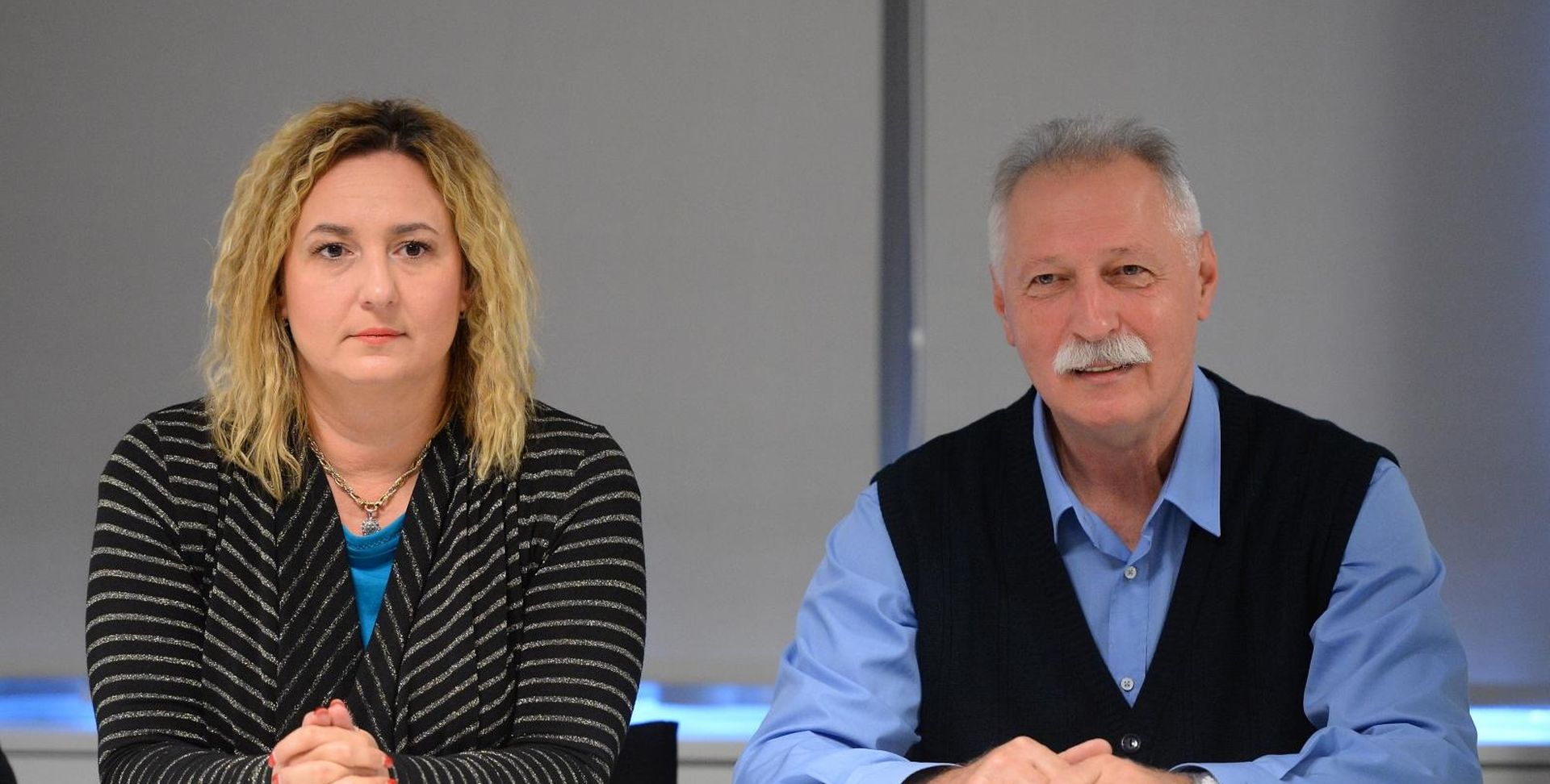 31.10.2019., Zagreb - Konferencija za medije Nezavisnoga sindikata zaposlenih u srednjim skolama Hrvatske i Sindikata hrvatskih ucitelja o strajku u osnovnim i srednjim skolama. Predsjednica Sindikata hrvatskih ucitelja Sanja Sprem, predsjednik Nezavisnog sindikata zaposlenih u srednjim skolama Hrvatske Branimir Mihalinec. Photo: Marko Prpic/PIXSELL