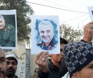 epa08100299 Pakistani Shi'ite Muslims hold pictures of General Qasem Soleimani, the head of Iran's Islamic Revolutionary Guard Corps' elite Quds Force, during a protest against the USA, in Peshawar, Pakistan, 03 January 2020. General Qasem Soleimani, was killed in an airstrike on 03 January, in Baghdad ordered by the United States president, the Pentagon said. General Soleimani was in charge of Iran's foreign policy strategy as the head of the Quds Force, an elite wing of the Islamic Revolutionary Guard Corps, which the US designated as a terror organization. The Quds Force holds sway over a raft of Shia militias across the region, from Lebanon to Syria and Iraq.  EPA/SOHAIL SHAHZAD
