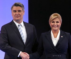 Zagreb, 03.01.2020 - Suceljavanje predsjednickih kandidata Zorana Milanovica i Kolinde Grabar Kitarovic na Novoj TV.
foto HINA/ Damir SENCAR/ ds
