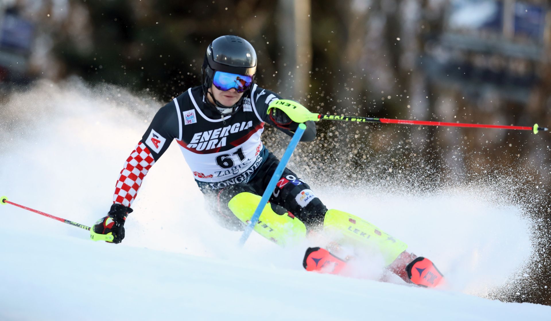 Zagreb, 5.1.2020 - Prva vonja slaloma skijaa za Svjetski kup na sljemenskom Crvenom spustu - "Trofej Snjene kraljice". Na slici Filip Zubèiæ. 
foto HINA/ Damir SENÈAR/ ua