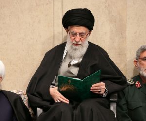 epa08113855 A handout photo made available by Iran's Supreme Leader Office shows Iranian Supreme Leader Ayatollah Ali Khamenei (C), President Hassan Rouhani (L) and Iranian Revolutionary Guards Corps (IRGC) Lieutenant General and newly appointed Commander of the Quds Force Esmail Ghaani (R) attending a mourning ceremony for slain IRGC Quds force chief Qasem Soleimani, in Tehran, Iran, 09 January 2020. A US drone strike killed Qasem Soleimani, the head of Iran's Islamic Revolutionary Guard Corps' elite Quds Force, on 03 January 2020 in Baghdad, Iraq.  EPA/IRAN'S SUPREME LEADER OFFICE HANDOUT  HANDOUT EDITORIAL USE ONLY/NO SALES