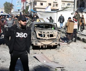 epa08119309 People inspect the damage after air strike targeting rebel-held area a day after an agreement on a ceasefire in Idlib, Syria, 11 January 2020. According to local sources, seven people were killed in the strike and 10 others injured. Media reports on 10 January state Russia and Turkey agreed on a ceasefire in Idlib to allow humanitarian aid delivery for civilians after thousands fled the government bombardment targeting rebel-held area. While Russian defence ministry officials said the ceasefire began on 09 January, Turkish defence officials announced the ceasefire will begin by midnight 12 January.  EPA/YAHYA NEMAH