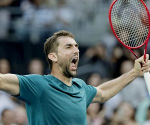 epa08157709 Marin Cilic of Croatia celebrates winning his men's singles third round match againstRoberto Bautista Agut of Spain at the Australian Open Grand Slam tennis tournament in Melbourne, Australia, 24 January 2020. EPA/LYNN BO BO