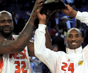 epa08168033 (FILE) Most valuable players Kobe Bryant (R) and Shaquille O'Neal (L) from the West team hold up the trophy at the NBA All-Star game at the U.S. Airways Center in Phoenix, Arizona, USA, 15 February 2009 (reissued 26 January 2020). According to media reports former US basketball player Kobe Bryant has died in a helicopter crash in Calabasas, California, USA on 26 January 2020. He was 41.  EPA/JOHN G. MABANGLO SHUTTERSTOCK OUT
