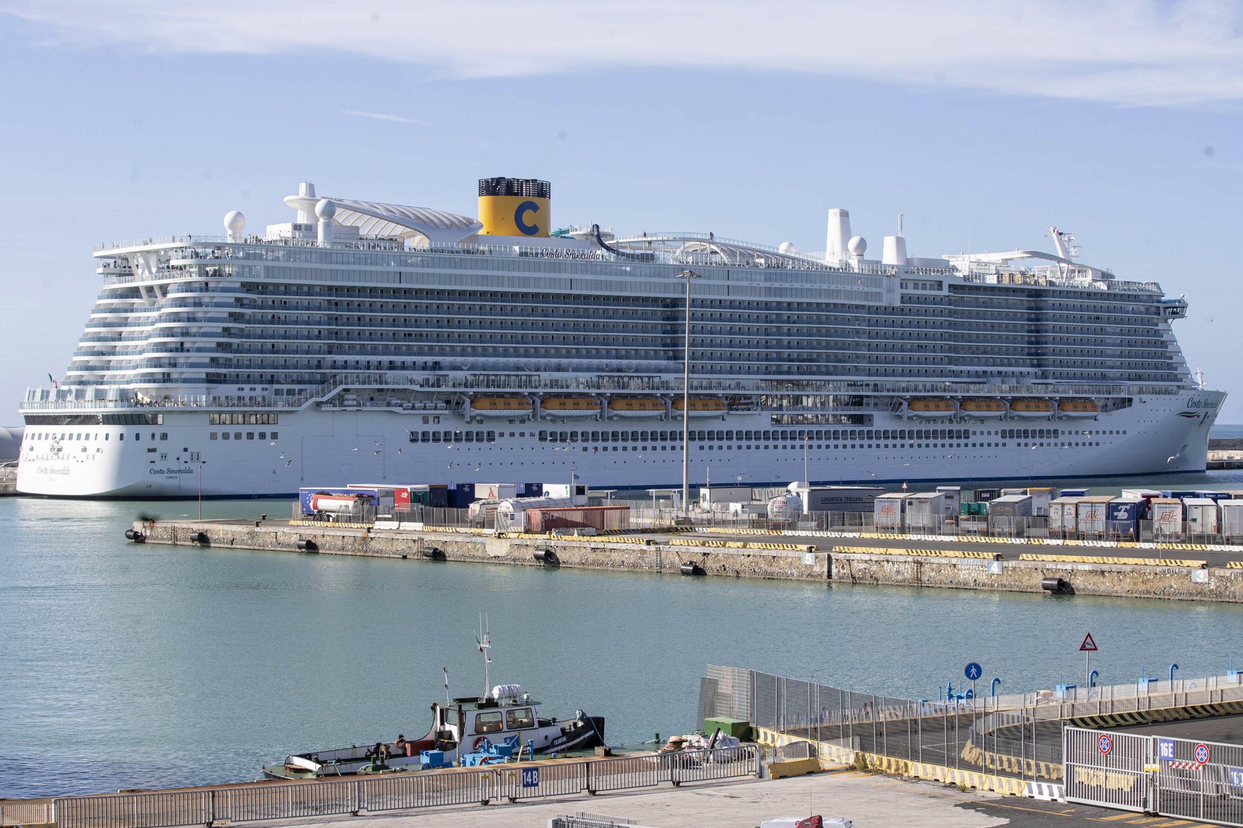 epaselect epa08178675 The cruise ship 'Costa Smeralda' is seen anchored in the port of Civitavecchia, northwest of Rome , Italy, 30 January 2020. Over 6,000 tourists were blocked in the cruise ship after the vast liner was placed on lockdown over two suspected cases of the deadly coronavirus. Samples from a Chinese couple were sent for testing after three doctors and a nurse boarded the Costa Crociere ship to tend to a woman running a fever, the local health authorities said. Costa Crociere confirmed that the ship, carrying some 7,000 people including the crew, was in lockdown.  EPA/MASSIMO PERCOSSI