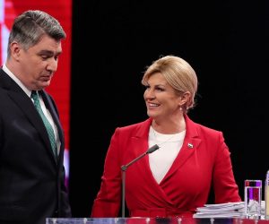 02.01.2020., Zagreb - Suceljavanje predsjednickih kandidata na HTV televiziji. Zoran Milanovic i Kolinda Grabar-Kitarovic. 
Photo: Goran Stanzl/PIXSELL