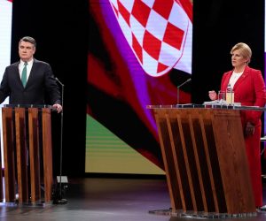 02.01.2020., Zagreb - Suceljavanje predsjednickih kandidata na HTV televiziji. Zoran Milanovic i Kolinda Grabar-Kitarovic. 
Photo: Goran Stanzl/PIXSELL
