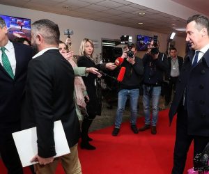 02.01.2020., Zagreb - Suceljavanje predsjednickih kandidata na HTV televiziji. Zoran Milanovic i Kolinda Grabar-Kitarovic. Savjetnik Predsjednice Tomislav Madzar verbalno napao Zorana Milanovica pri odlasku sa suceljavanja. 
Photo: Goran Stanzl/PIXSELL