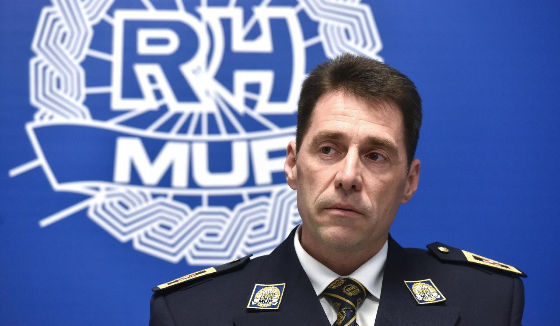 08.04.2019., Zagreb - Zamjenik glavnog ravnatelja policije Josip Celic dao je izjavu za medije povodom mjera osiguranja sluzbenog posjeta predsjednika Drzavnog vijeca NR Kine i sastanka sefova vlada zemalja srednje i istocne Europe, danas u 15 sati u sjedistu MUP-a RH. 
Photo: Davorin Visnjic/PIXSELL