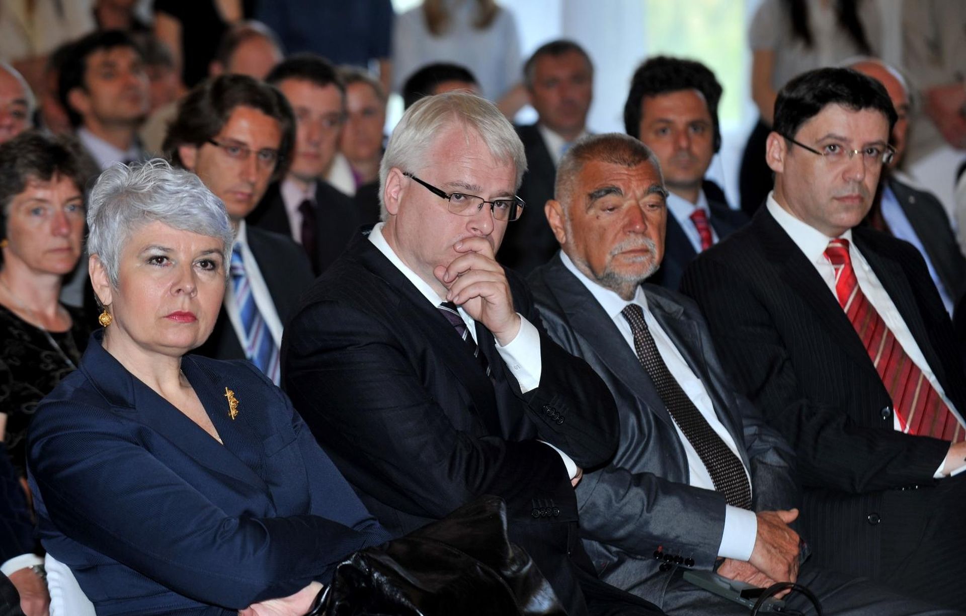 07.06.2010., Zagreb - U Novinarkom domu odrzalo se obiljezavanje 10-te obljetnice djelovanja Transparency International Hrvatska. Na obiljezavanju su bili i bivsi predsjednik Republike Hrvatske Stipe Mesic, predsjednik Republike Hrvatske Ivo Josipovic te premijerka Jadranka Kosor.
Photo: Marko Lukunic/PIXSELL