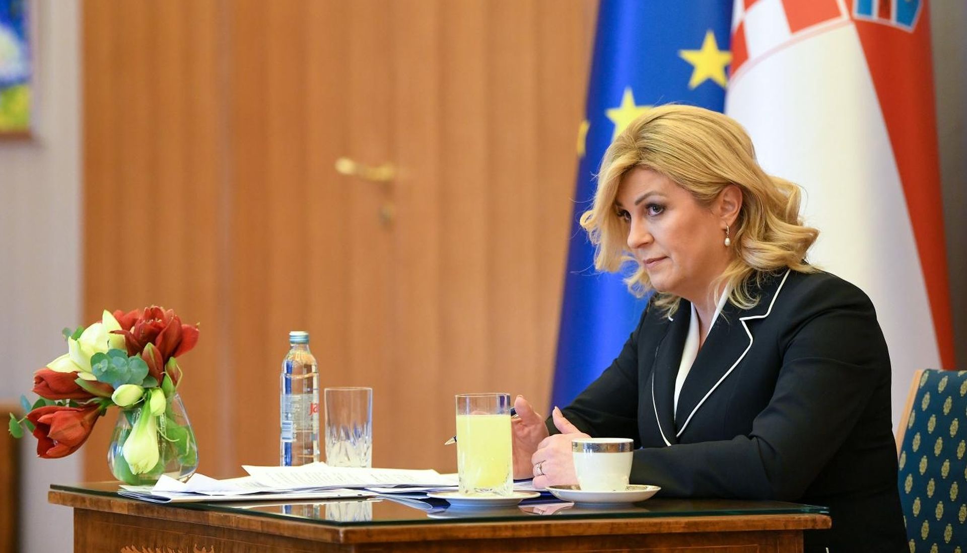11.01.2020., Zagreb - Sastanak predsjednice RH Kolinde Grabar-Kitarovic s novinarima. Photo: Josip Regovic/PIXSELL/EU2020HR