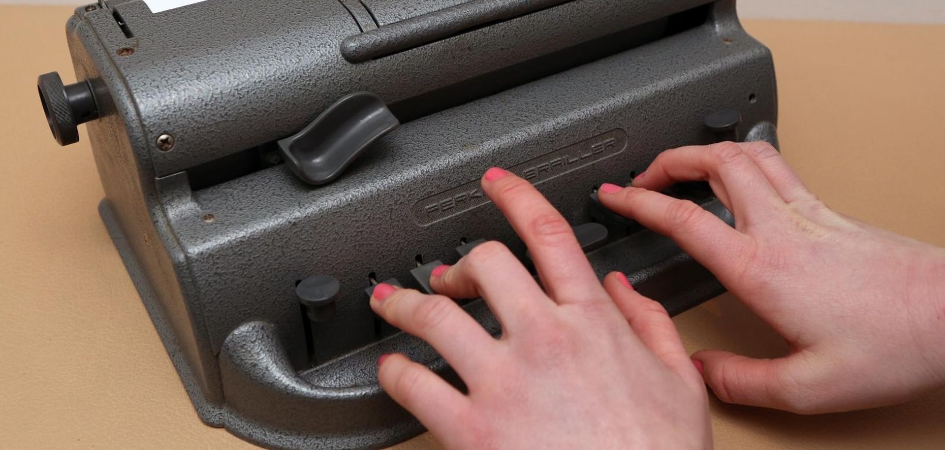 12.02.2016., Split - Brailleova pisaca masina za slijepe osobe.
Photo: Miranda Cikotic/PIXSELL
