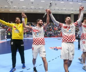 13.01.2020., Stadthalle Graz, Graz, Austrija - Europsko rukometno prvenstvo, skupina A, 3. kolo, Srbija - Hrvatska. Marin Sego, Matej Asanin, Valentino Ravnic, Matej Hrstic, Marko Mamic Photo: Luka Stanzl/PIXSELL