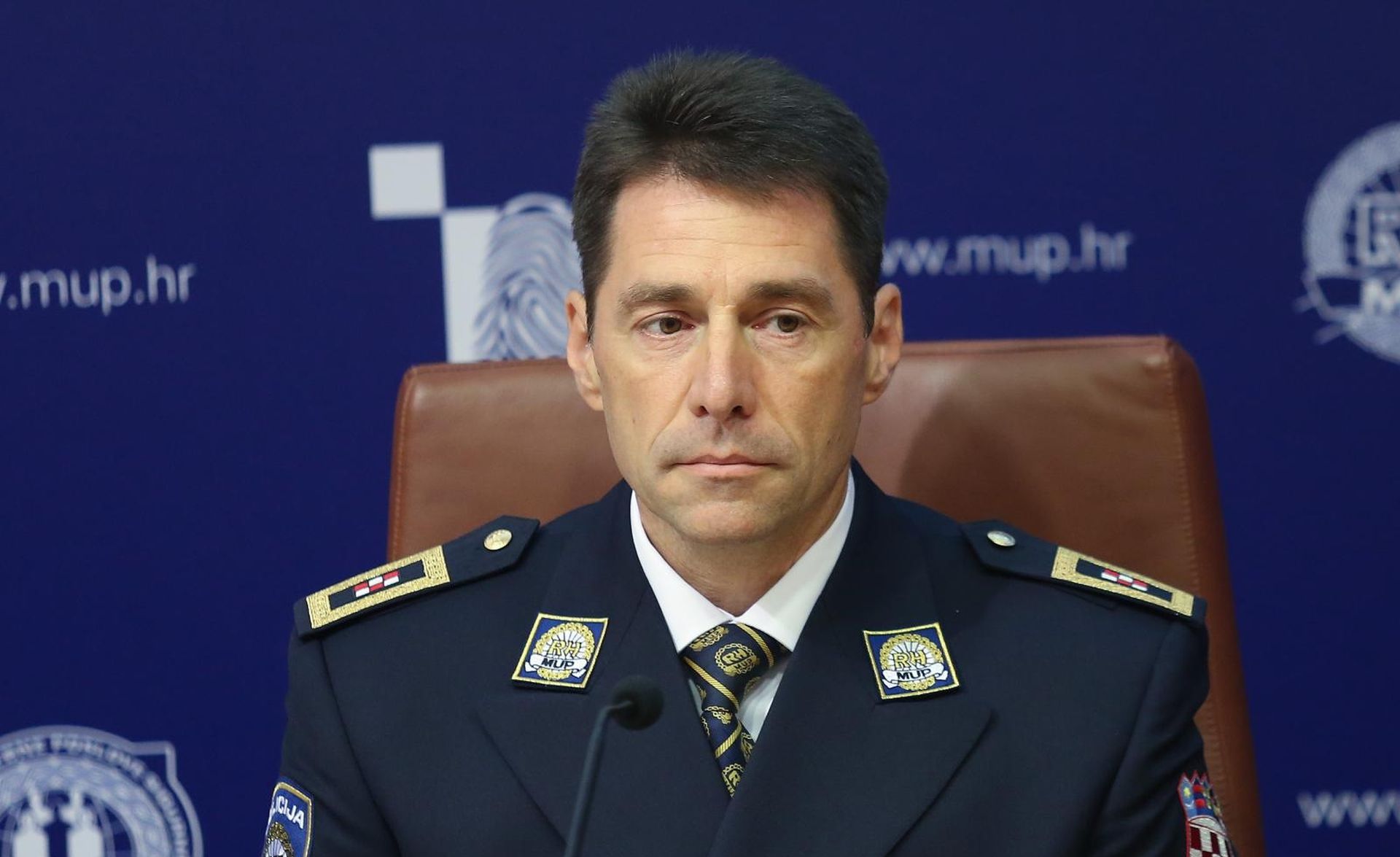 14.08.2019., Zagreb - U Amfiteatru Ravnateljstva policije odrzana konferencija za medije povodom zavrsetka sudjelovanja kineskih policijskih sluzbenika u projektu "Sigurna turisticka sezona 2019.". Zamjenik glavnog ravnatelja policije Josip Celic. 
Photo: Marko Prpic/PIXSELL