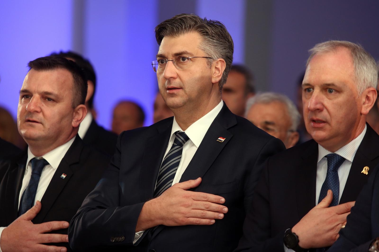 18.01.2020., Hotel Radisson Blu, Split - Predsjednik HDZ-a Andrej Plenkovic sudjelovao je na svecanom obiljezavanju 30. obljetnice osnutka HDZ-a Grada Splita. 
Photo: Miranda Cikotic/PIXSELL