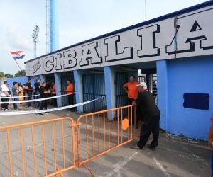 23.05.2018., stadion Cibalia, Vinkovci - Finale hrvatskog nogometnog kupa, GNK Dinamo - HNK Hajduk. Jako osiguranje uoci pocetka utakmice.
Photo: Davor Javorovic/PIXSELL