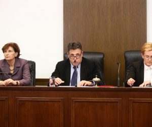 23.12.2019., Zagreb - Konferencija za medije Drzavnog izbornog povjerenstva RH na kojoj su izvjestili o rezulatima glasovanja za izbor predsednika Republike Hrvatske. Ana Lovrin,  Djuro Sessa, Vesna Fabijancic-Krizanic
Photo: Matija Habljak/PIXSEL