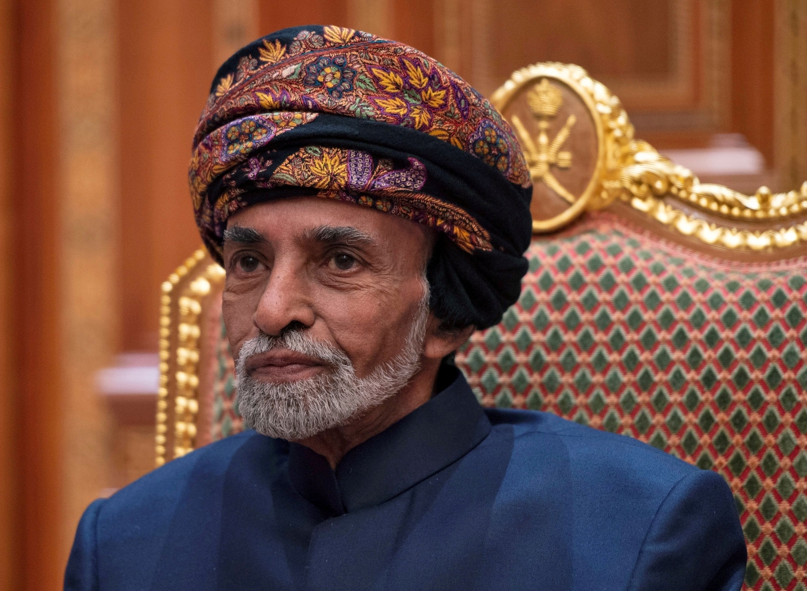 FILE PHOTO: Sultan of Oman Qaboos bin Said al-Said at the Beit Al Baraka Royal Palace in Muscat FILE PHOTO: Sultan of Oman Qaboos bin Said al-Said at the Beit Al Baraka Royal Palace in Muscat, Oman January 14, 2019. Andrew Caballero-Reynolds/Pool via REUTERS/File Photo POOL