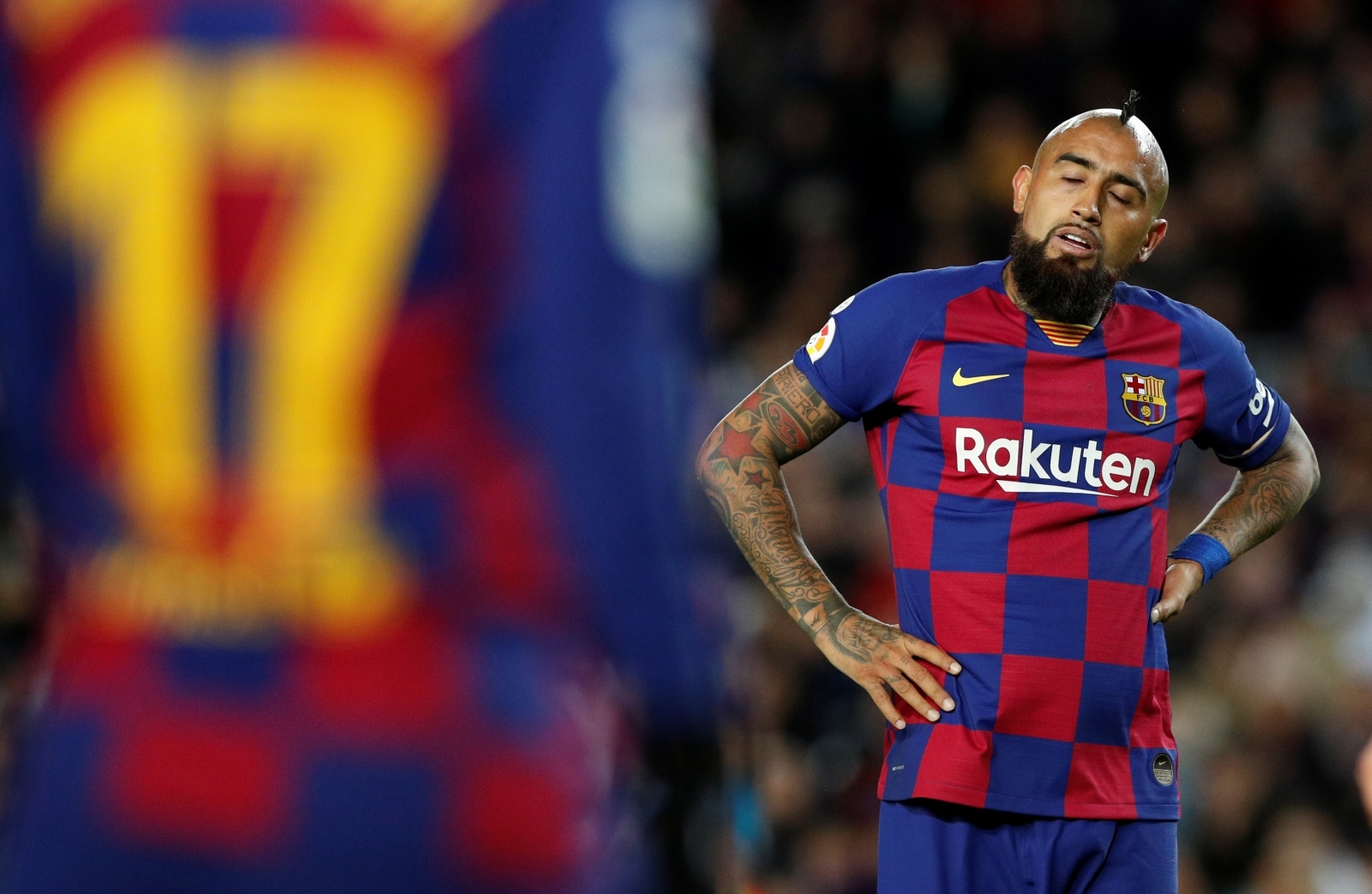 La Liga Santander - FC Barcelona v Granada Soccer Football - La Liga Santander - FC Barcelona v Granada - Camp Nou, Barcelona, Spain - January 19, 2020   Barcelona's Arturo Vidal reacts       REUTERS/Albert Gea ALBERT GEA