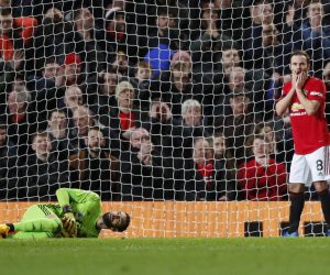 epa08185937 Manchester United's Juan Mata (R) reacts after missing a chance to score during the English Premier league soccer match between Manchester United and Wolverhampton Wonderers held at Old Trafford in Manchester, Britain, 01 February 2020.  EPA/LYNNE CAMERON EDITORIAL USE ONLY. No use with unauthorized audio, video, data, fixture lists, club/league logos or 'live' services. Online in-match use limited to 120 images, no video emulation. No use in betting, games or single club/league/player publications