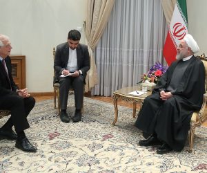 epa08190579 A handout photo made available by the president office shows Iranian President Hassan Rouhani (R) meeting with EU High Representative of the European Union Josep Borrell (L) in Tehran, Iran, 03 February 2020. Borrell is in Tehran to meet with Iranian officials.  EPA/PRESIDENT OFFICE HANDOUT  HANDOUT EDITORIAL USE ONLY/NO SALES