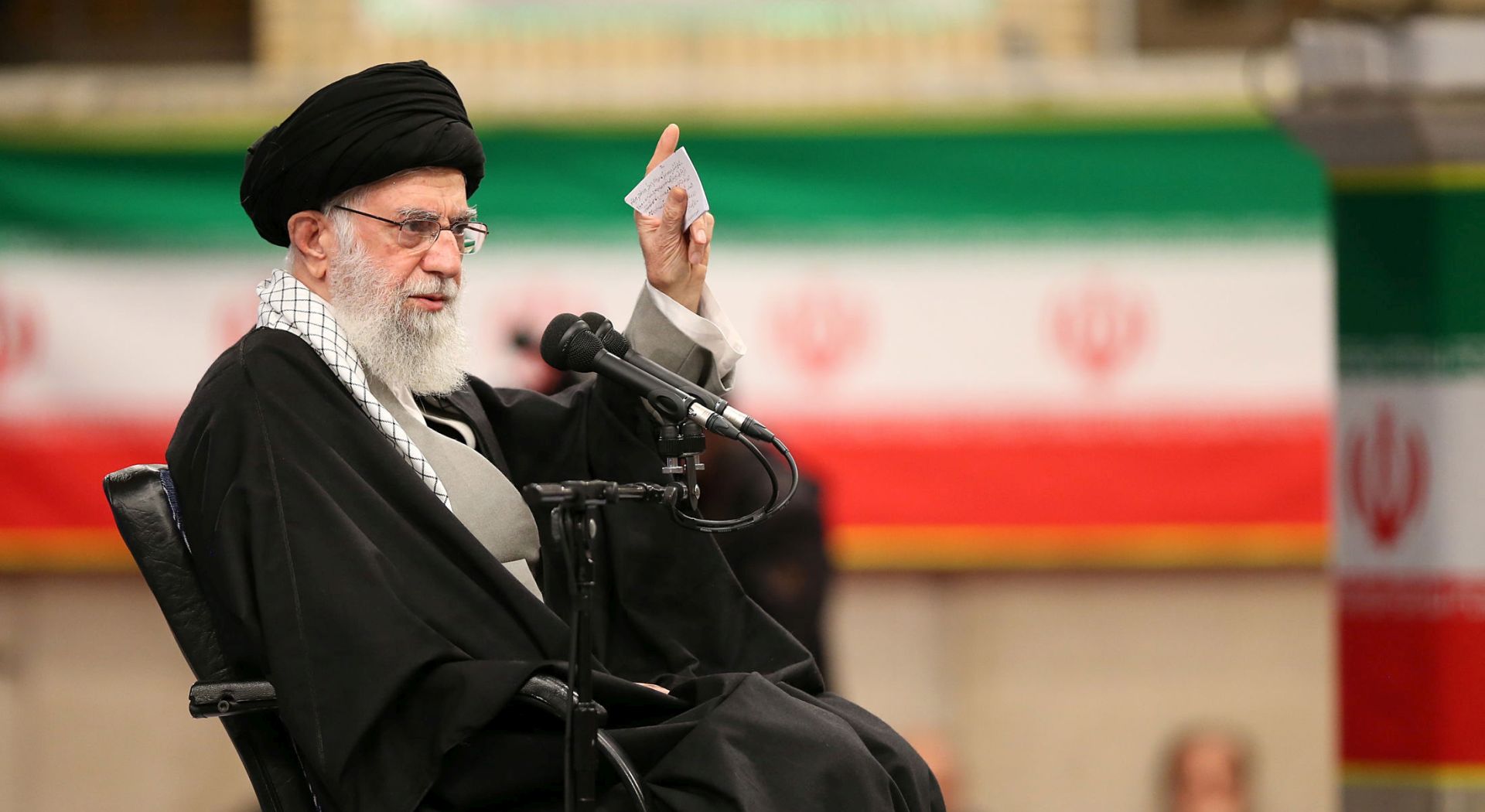 epa08194301 A handout photo made available by the Iranian Supreme Leader office shows Iranian Supreme Leader Ali Khamenei speaking during a ceremony in Tehran, Iran, 05 February 2020. On 05 February Khamenei tweeted that the 'Deal of the Century will die before Trump' does. The comment came after the muslim community universally rejected the US president's peace plan for Israel and Palestine.  EPA/SUPREME LEADER OFFICE HANDOUT  HANDOUT EDITORIAL USE ONLY/NO SALES