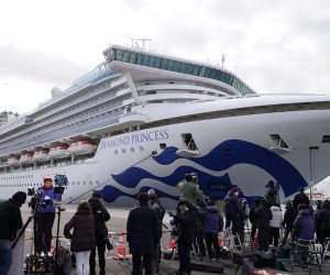 epa08196603 Media gather before the Diamond Princess cruise ship that docked at the port of Yokohama in Yokohama, Japan, 06 February 2020. The cruise ship with around 3,700 passengers on board docked in the morning to restock supplies. According to latest media reports, 10 more people have tested positive for the new coronavirus. A total number of 20 people from the ship have been infected by the coronavirus, raising the number of infections to 45 in Japan. According to media reports, around 28,000 people are infected and at least 563 have died from coronavirus.  EPA/FRANCK ROBICHON