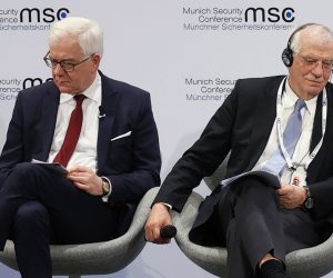 epa08221460 Poland's Foreign Minister Jacek Czaputowicz (L) and EU Foreign Policy Chief Josep Borrell (R) during a Panel Discussion 'Eurovision Contest: A Europe That Projects' at the 56th Munich Security Conference (MSC) in Munich, Germany, 16 February 2020. More than 500 high-level international decision-makers meet at the 56th Munich Security Conference in Munich during their annual meeting from 14 to 16 February 2020 to discuss global security issues.  EPA/RONALD WITTEK