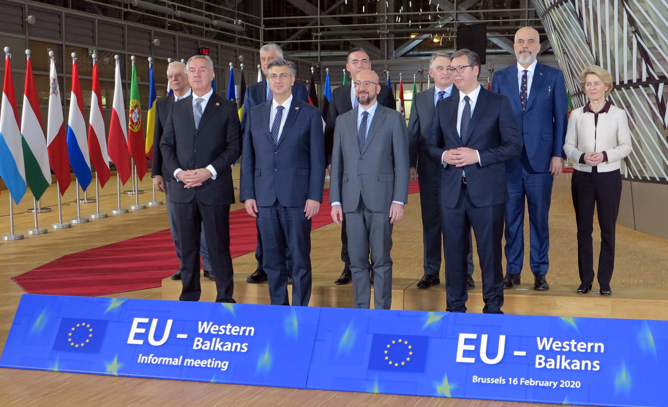 Bruxelles, 16.02.2020. - Neformalni sastanak EU-zapadni Balkan na kojem je sudjelovao premijer Andrej Plenković. 
foto HINA/ Slavko VUKADIN/ ml