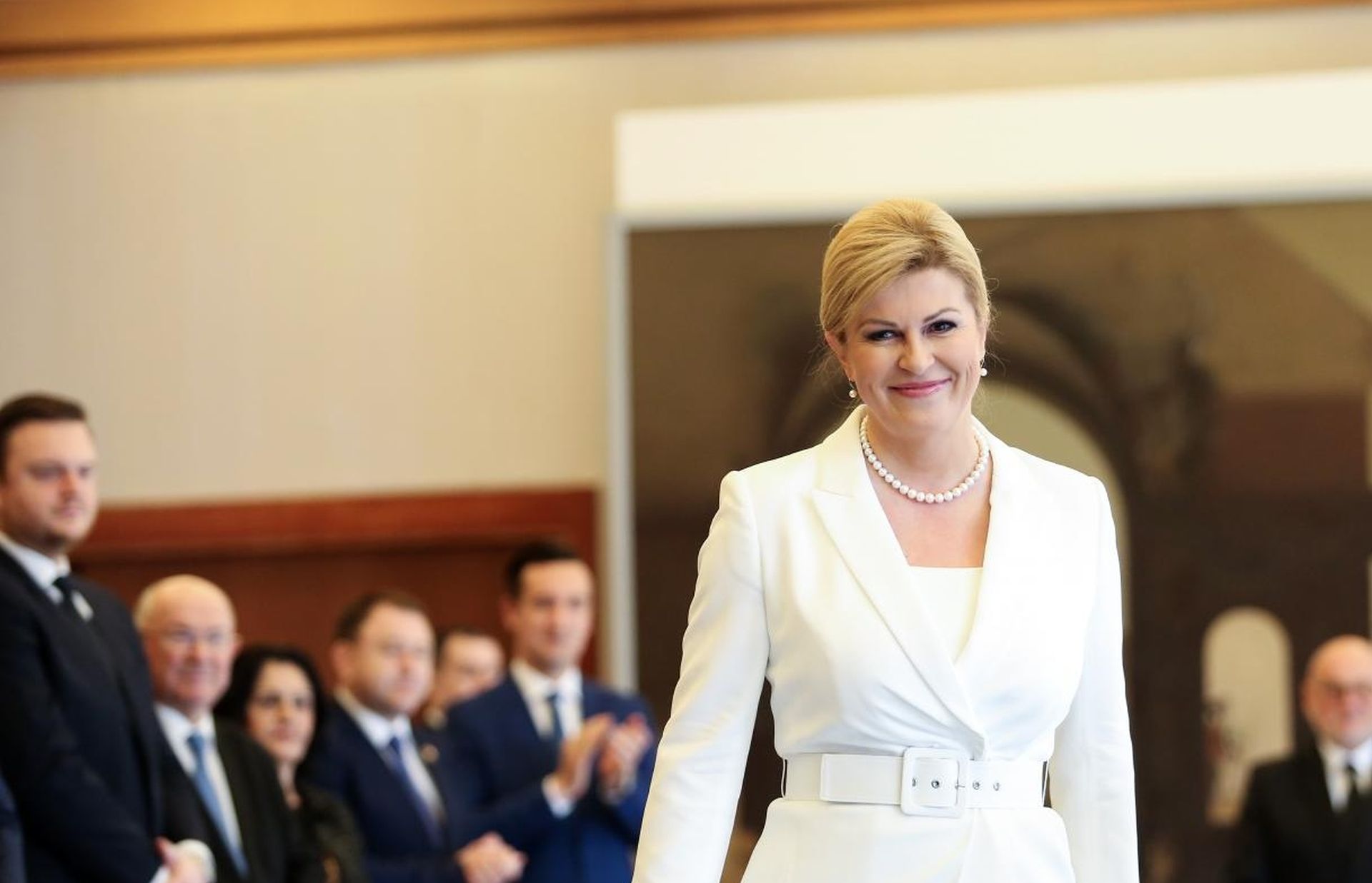 14.02.2020., Zagreb - Predsjednica Republike urucila je posmrtno dodijeljeno odlikovanje Velered predsjednika Republike Franje Tudjmana s lentom i Danicom nadbiskupu zagrebackom, kardinalu Franji Kuharicu. Odlikovanje je preuzeo kardinal Josip Bozanic, nadbiskup zagrebacki. Svecanosti su bili prisutni premijer Andrej Plenkovic, Predsjednik Sabora Gordan Jandrokovic i ostali visoki uzvanici.
Photo: Emica Elvedji/PIXSELL